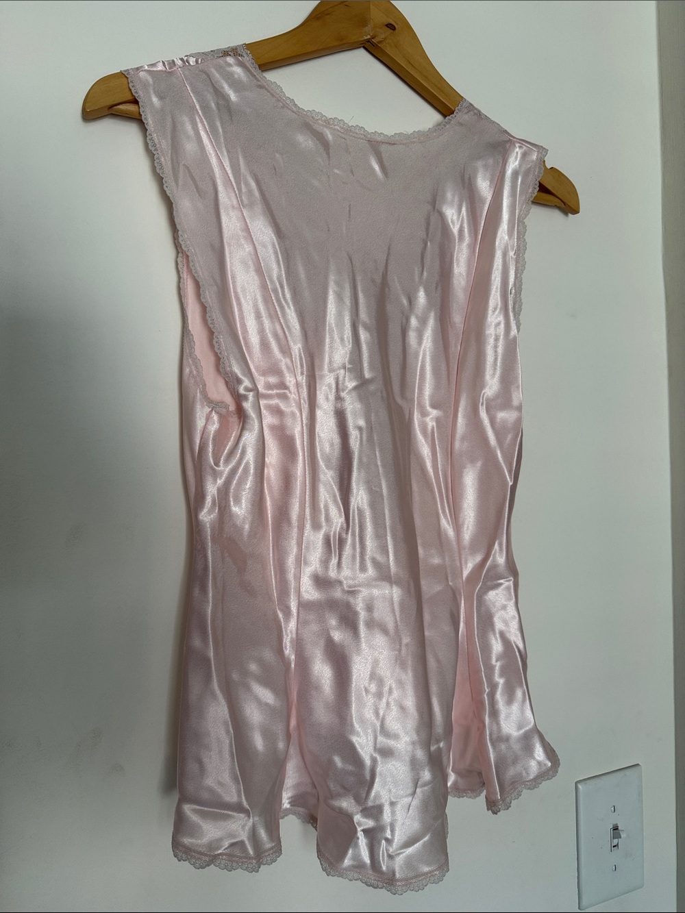 Vintage Pink Satin Lace-Trim Chemise Top - Picture 4 of 7